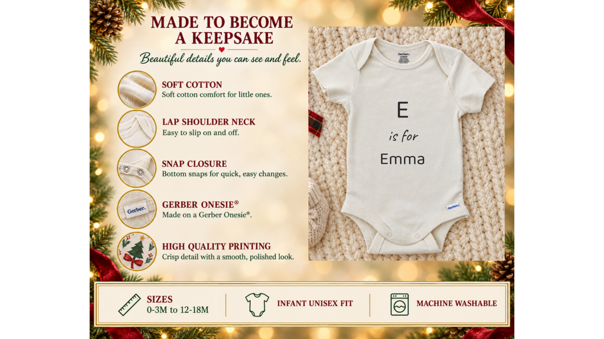 Big initial name personalized baby onesie