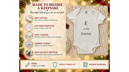 Big initial name personalized baby onesie