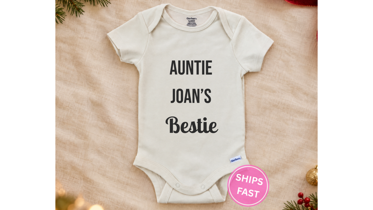 Aunt and uncle bestie personalized baby onesie