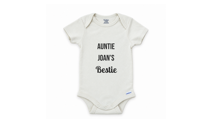 Aunt and uncle bestie personalized baby onesie