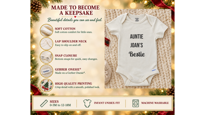 Aunt and uncle bestie personalized baby onesie