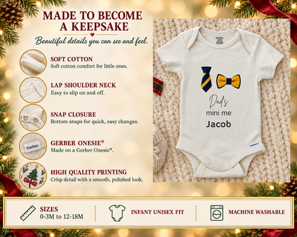 Dad's Mini Me personalized baby bodysuit with striped necktie and bow tie, photo 3 of 6