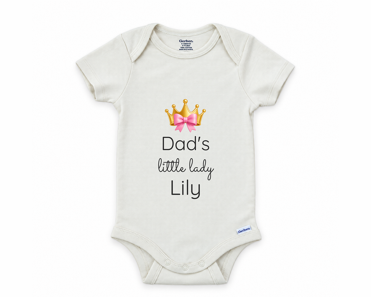 DESIGN F - Dad's Little Lady personalized baby bodysuit design