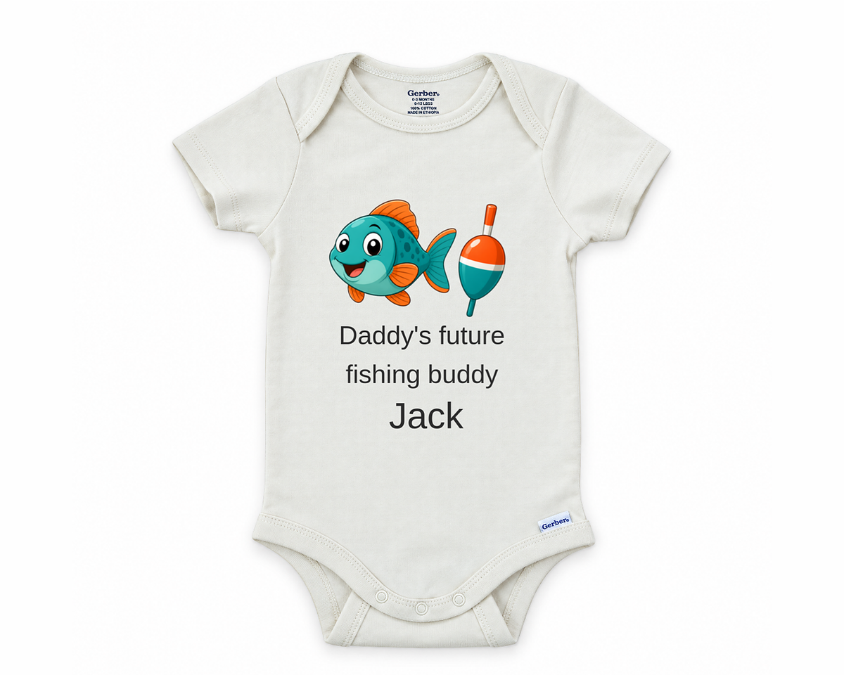 DESIGN G - Daddy's Future Fishing Buddy personalized baby bodysuit design