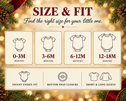 Size and fit guide for the Dad's Little Lady personalized baby bodysuit, sizes 0-3M to 12-18M