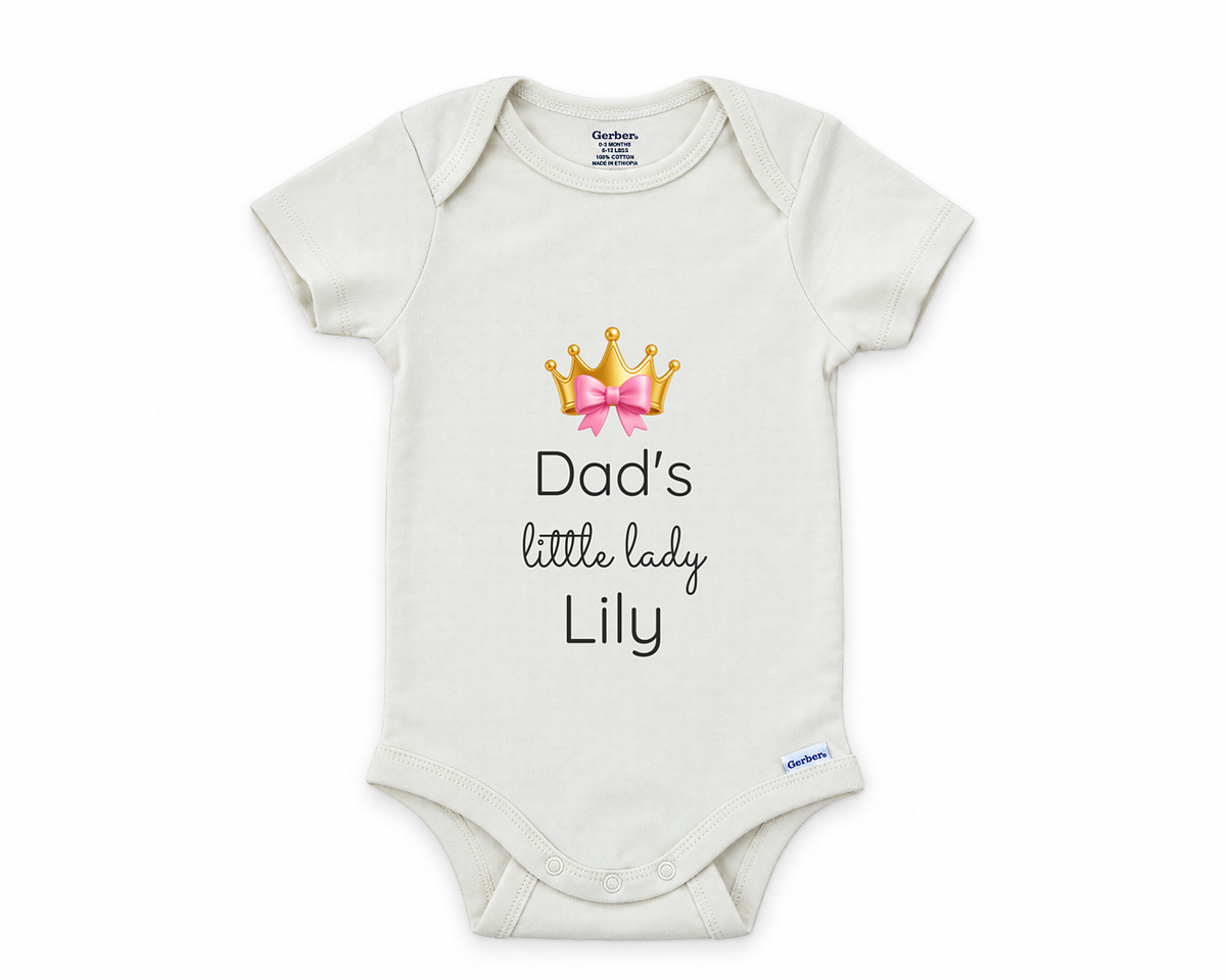 DESIGN F - Dad's Little Lady personalized baby bodysuit design