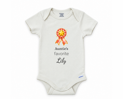 DESIGN F - Auntie's Favorite personalized baby bodysuit design