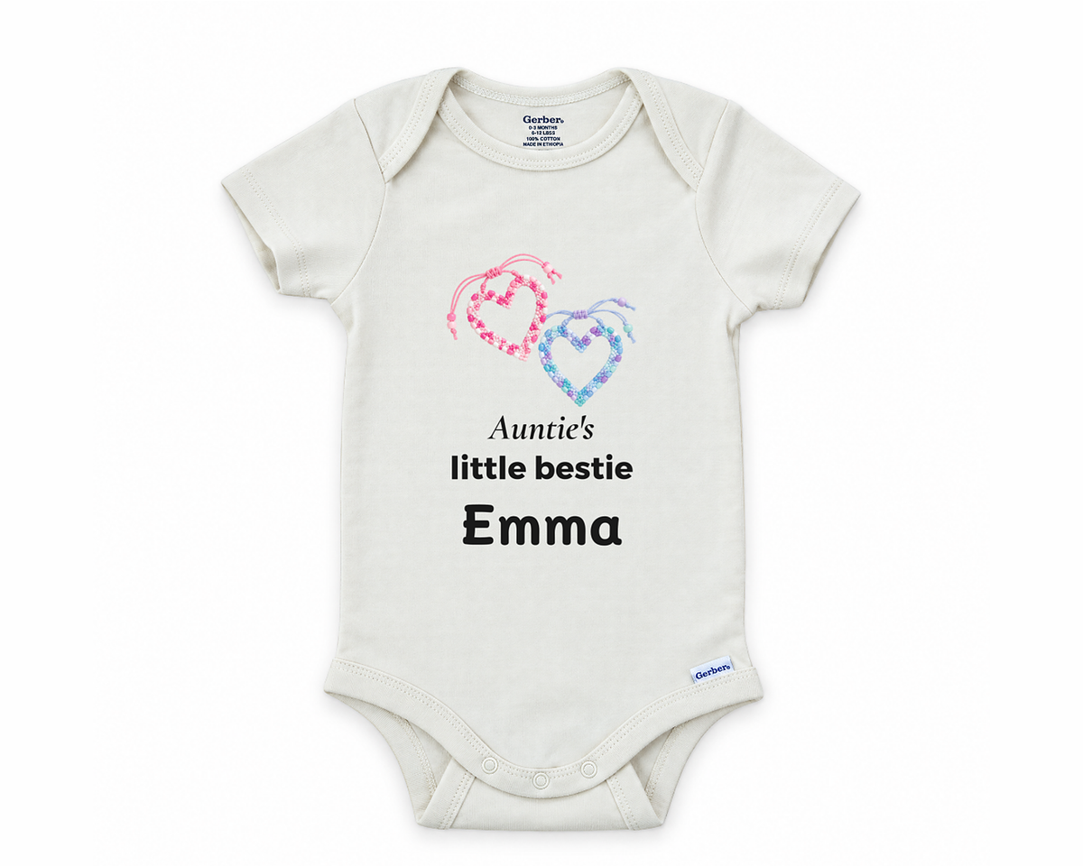 DESIGN A - Auntie's Little Bestie personalized baby bodysuit design