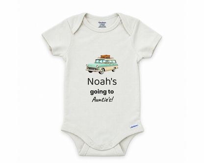 DESIGN B - Going to Auntie's personalized baby bodysuit design