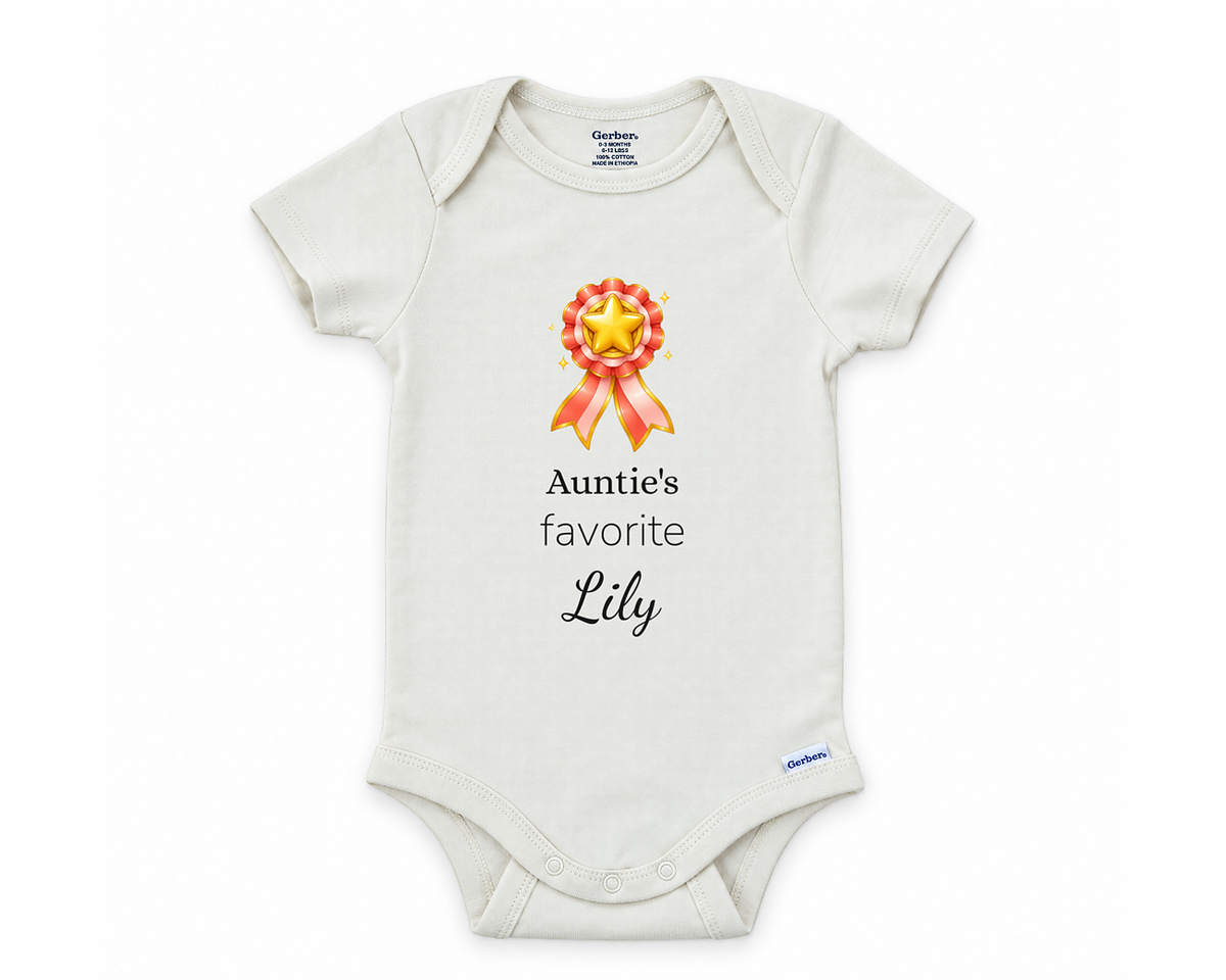 DESIGN F - Auntie's Favorite personalized baby bodysuit design