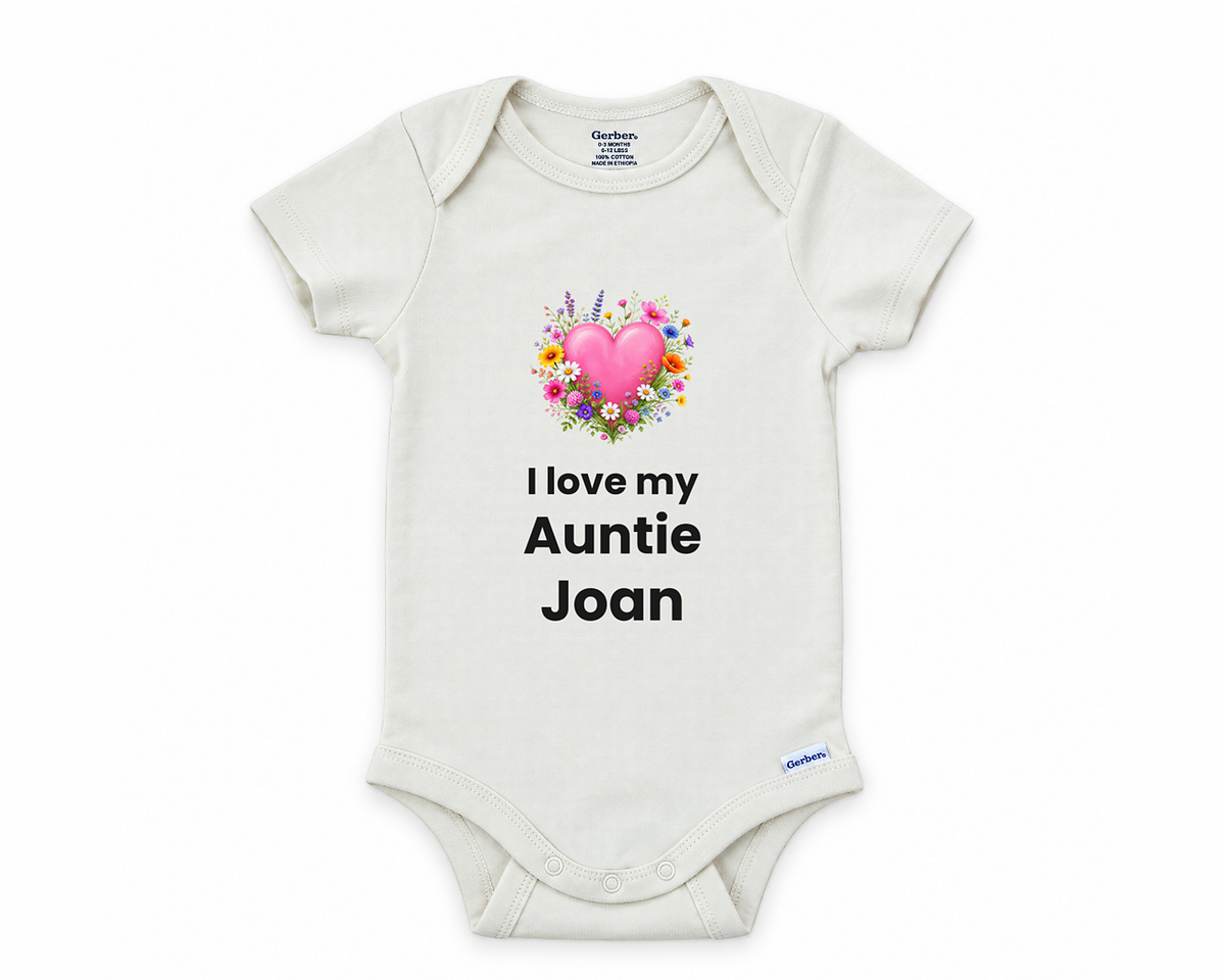 DESIGN D - I Love My Auntie personalized baby bodysuit design