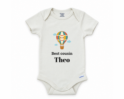 DESIGN D - Best Cousin hot air balloon personalized baby bodysuit design