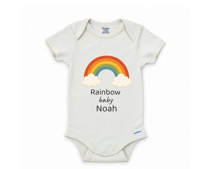 DESIGN B - Rainbow Baby retro rainbow personalized baby bodysuit
