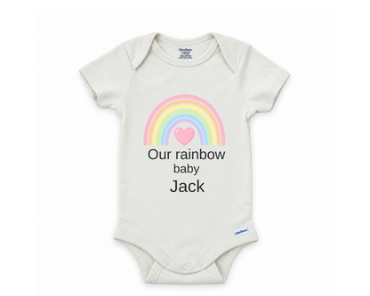 DESIGN G - Our Rainbow Baby pastel rainbow baby bodysuit