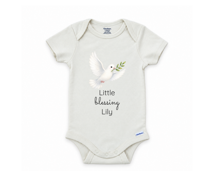 DESIGN F - Little Blessing dove personalized baby bodysuit