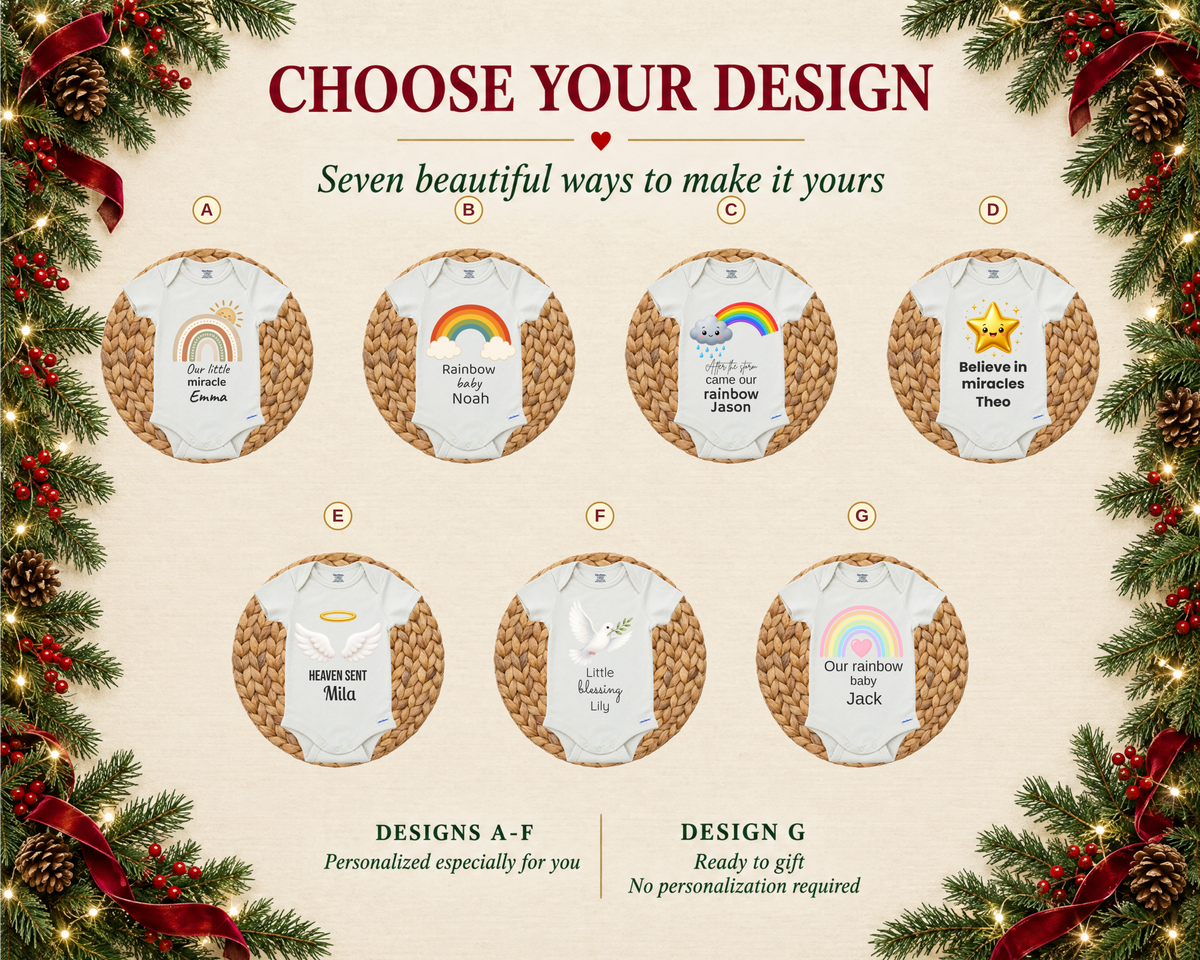 Believe in Miracles gold star personalized baby bodysuit - choose your design