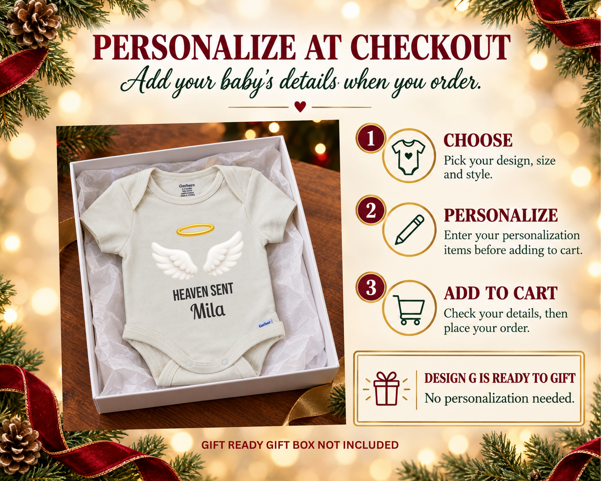 Heaven Sent angel wings personalized baby bodysuit - personalize at checkout