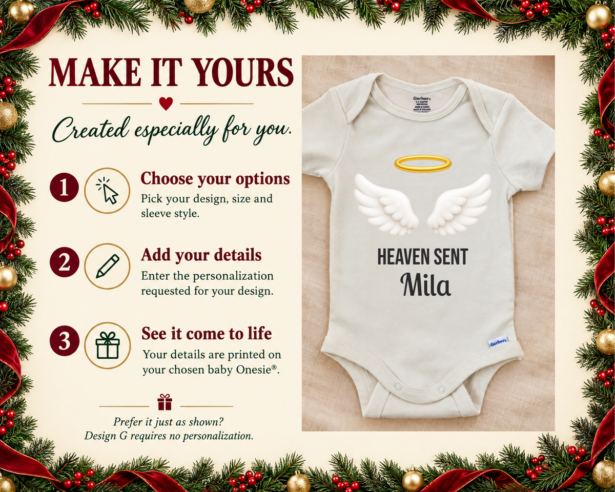 Heaven Sent angel wings personalized baby bodysuit - make it yours