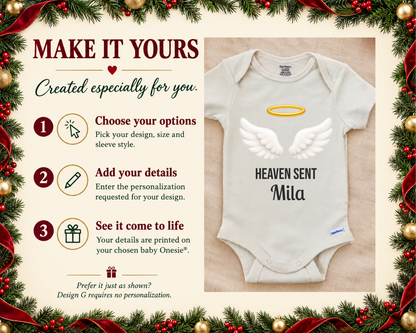Heaven Sent angel wings personalized baby bodysuit - make it yours