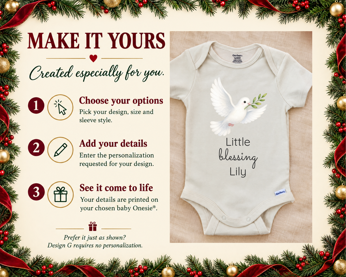 Little Blessing dove personalized baby bodysuit - make it yours