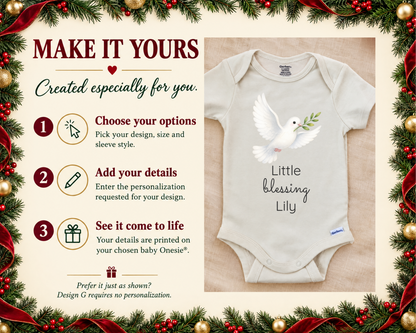 Little Blessing dove personalized baby bodysuit - make it yours