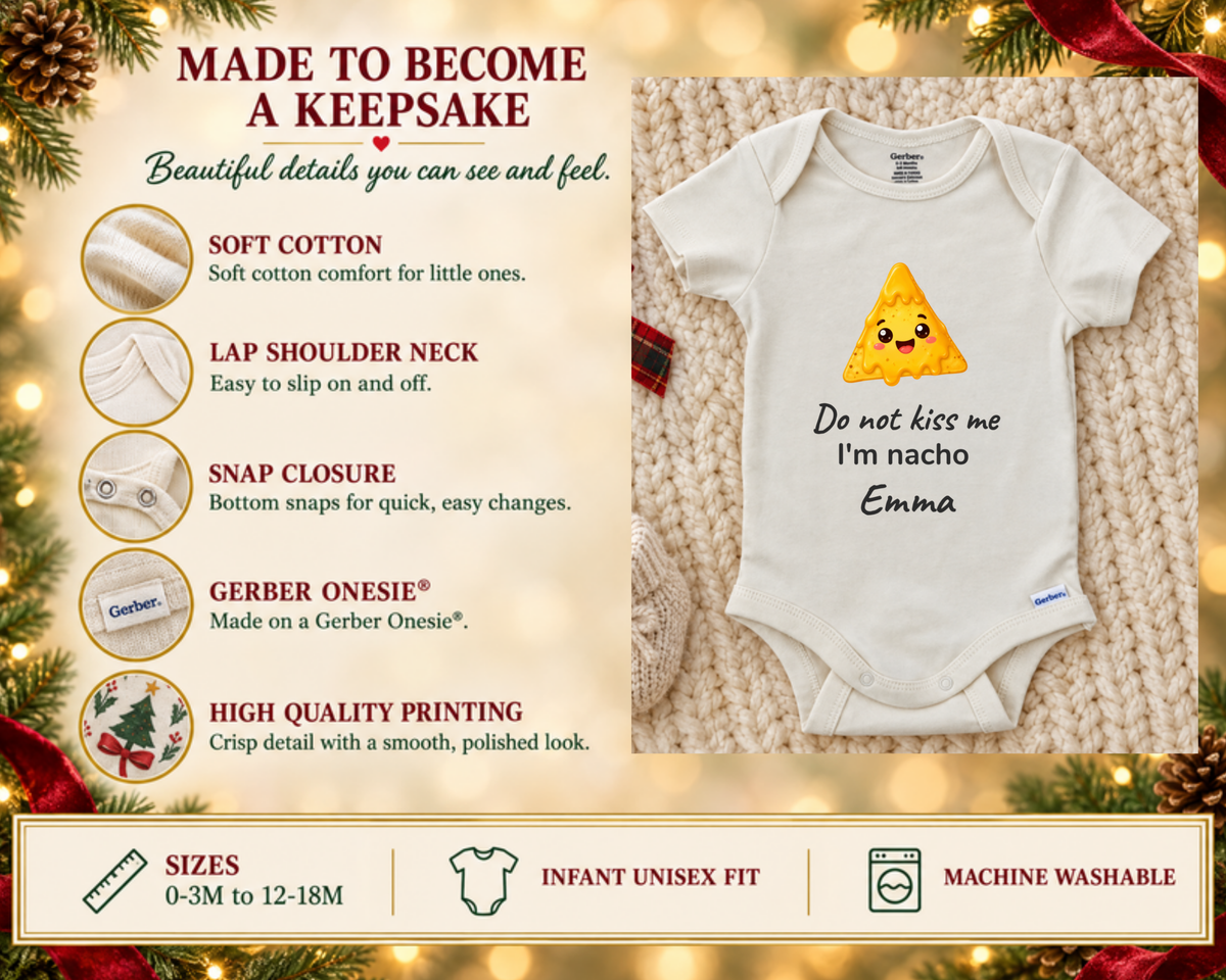 Funny Do Not Kiss Me If I'm Nacho personalized baby bodysuit