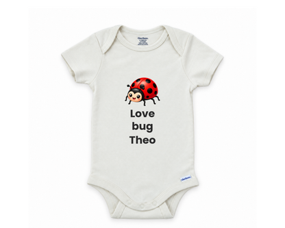 Love Bug cute ladybug personalized baby girl bodysuit