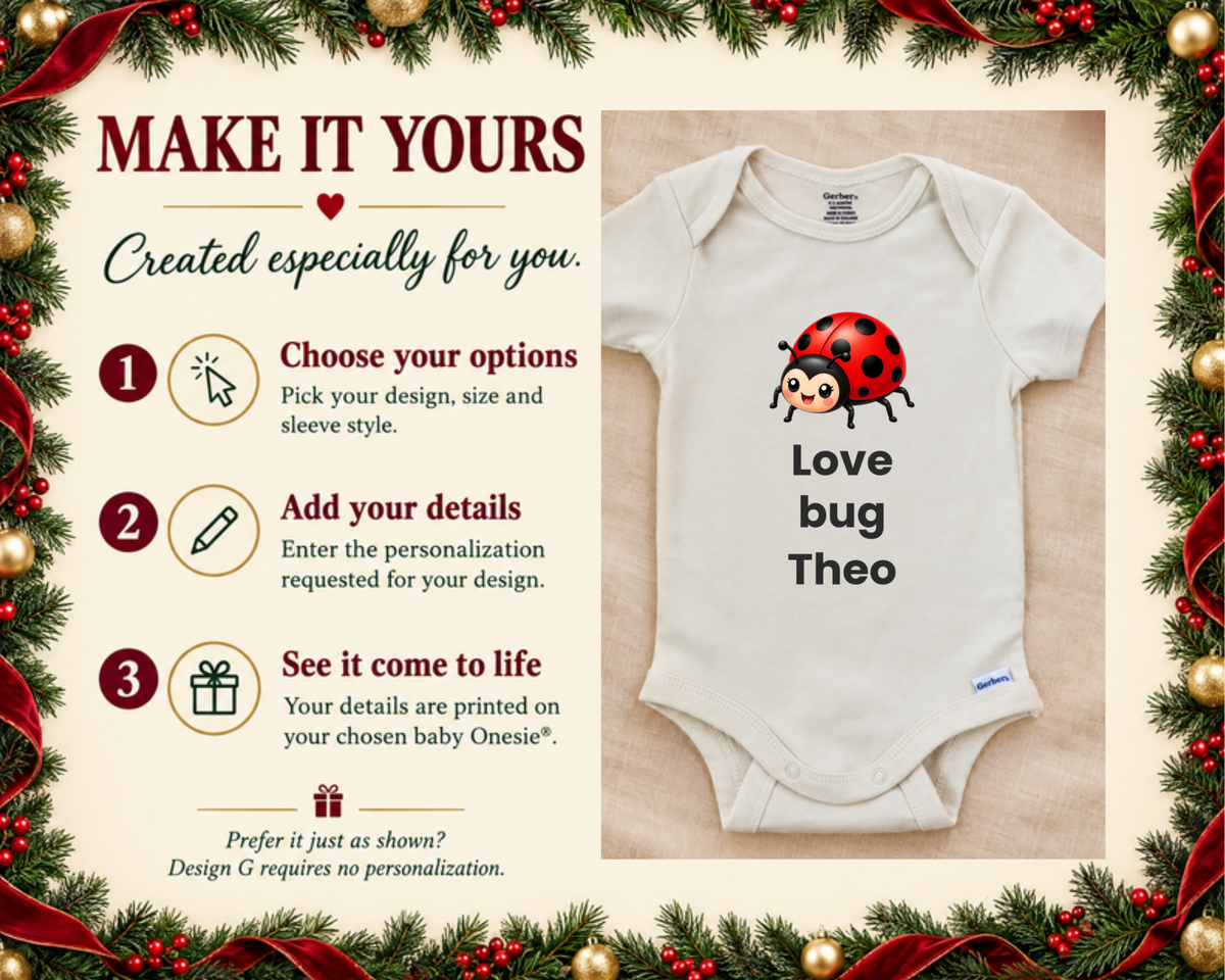 Love Bug cute ladybug personalized baby girl bodysuit