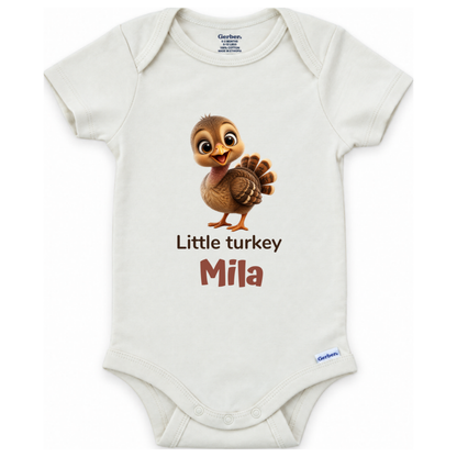 Hand-painted pecan pie personalized Thanksgiving baby onesie