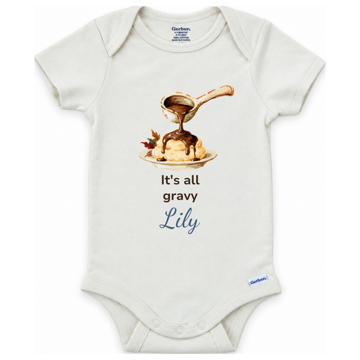 Gobble turkey personalized Thanksgiving baby onesie