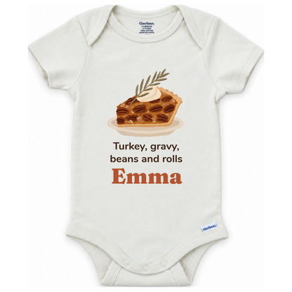 Little turkey personalized Thanksgiving baby onesie
