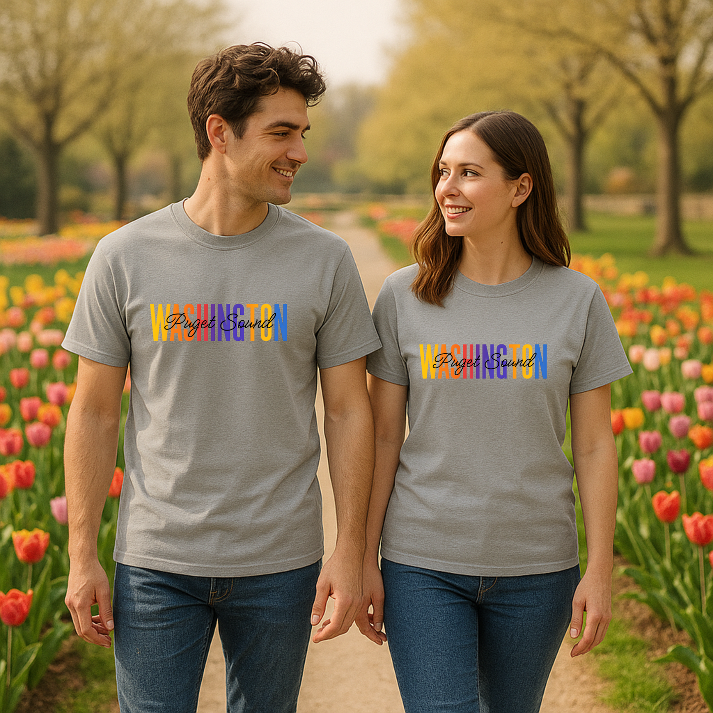 Colorful Puget Sound Washington Tee, Unisex Cotton Shirt, Tacoma Souvenir, Puget Sound Gift, Washington Souvenir