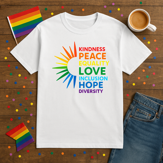 LGBTQ Pride Tee, Kindness Peace Equality Love Inclusion Hope Diversity, LGBT TShirt, Pride Outfit