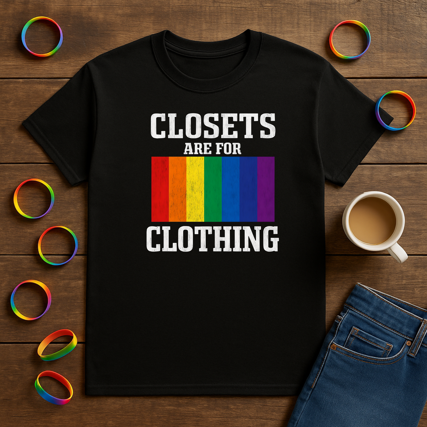 LGBTQ Pride Unisex Tee, Closets are for Clothing Shirt, Rainbow Pride Shirt, LGBTQ Apparel, Pride Parade Tee, LGBTQ Supporter Gift