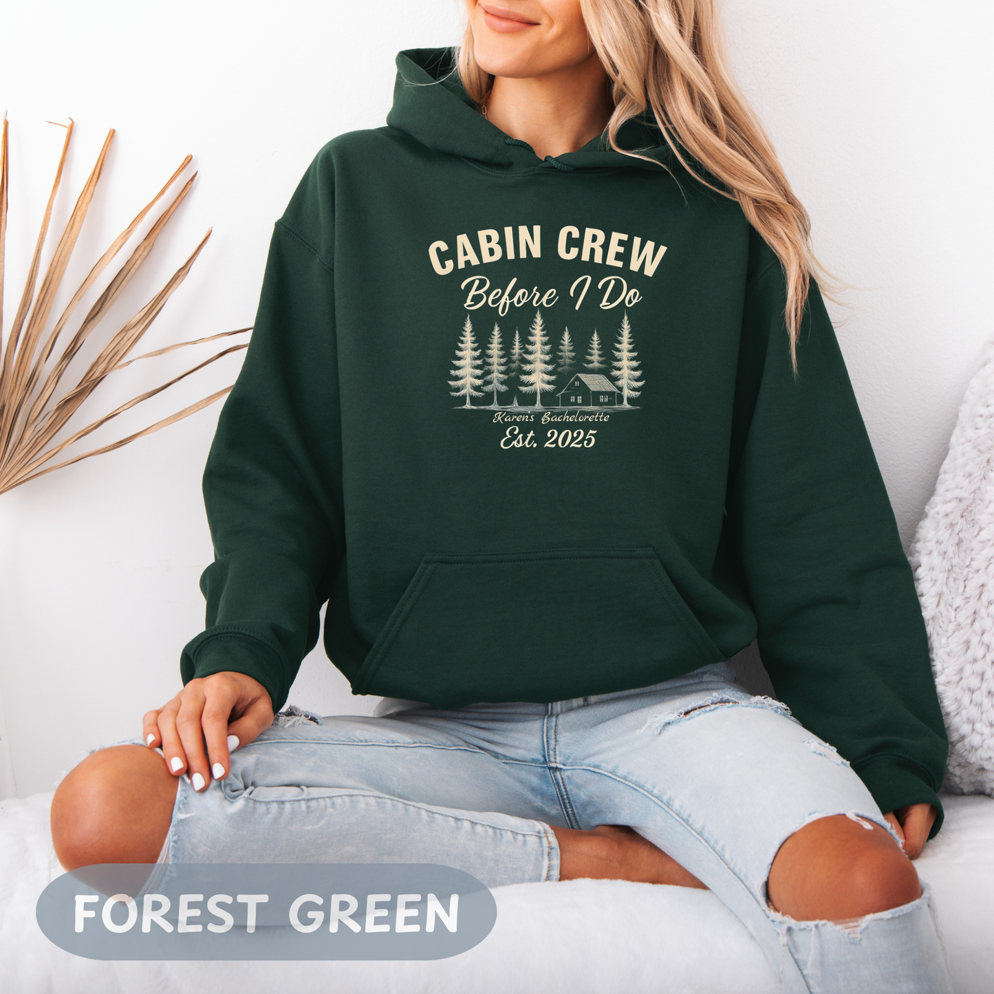 Bachelorette Cabin Crew Hoodie, Camp Bride Sweatshirt, Camping Bach Sweater, Bride to Be, Custom Location, Bridal Gift