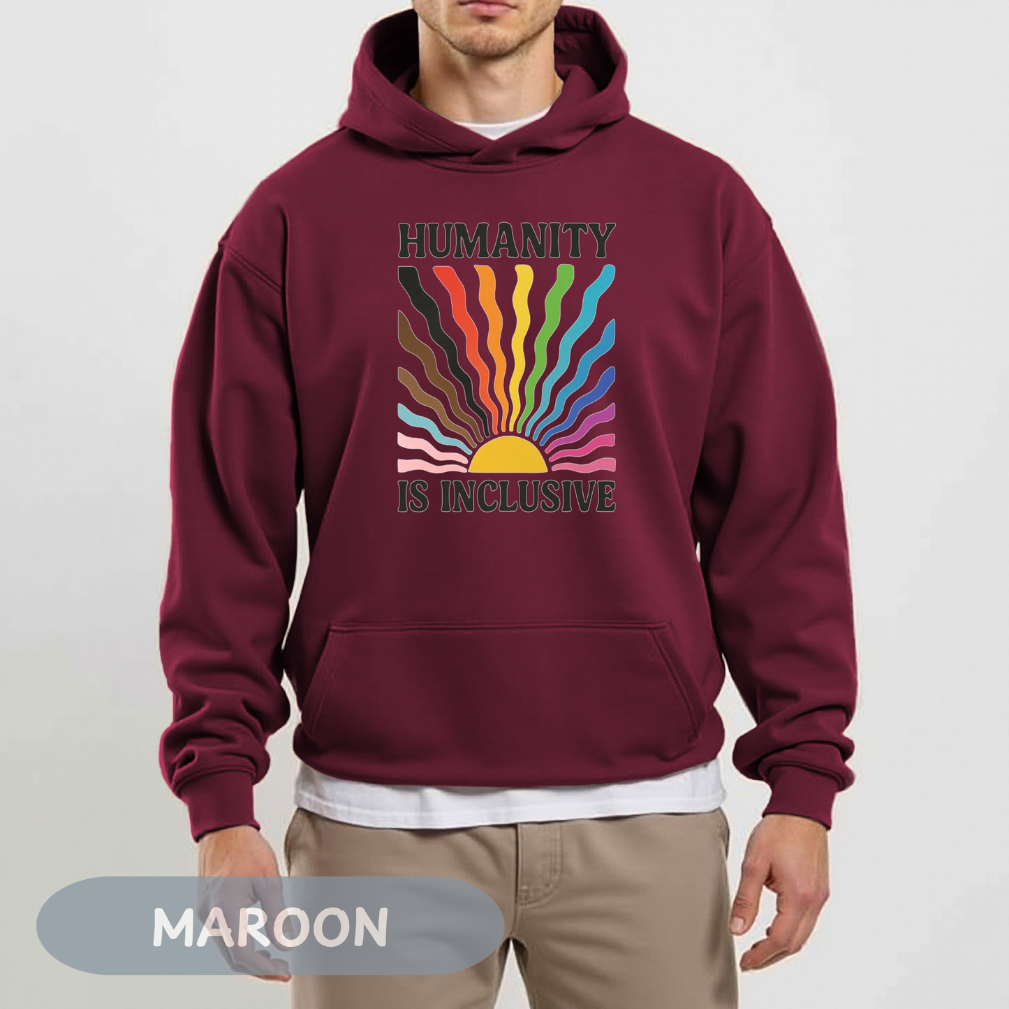 Pride Month Hoodie, Humanity is Inclusive, Pridemonth, Bi Pride Hoodie, Queer Hoodie, LGBT Pride Outfit, Gay Rights Hoodie, Gay awareness