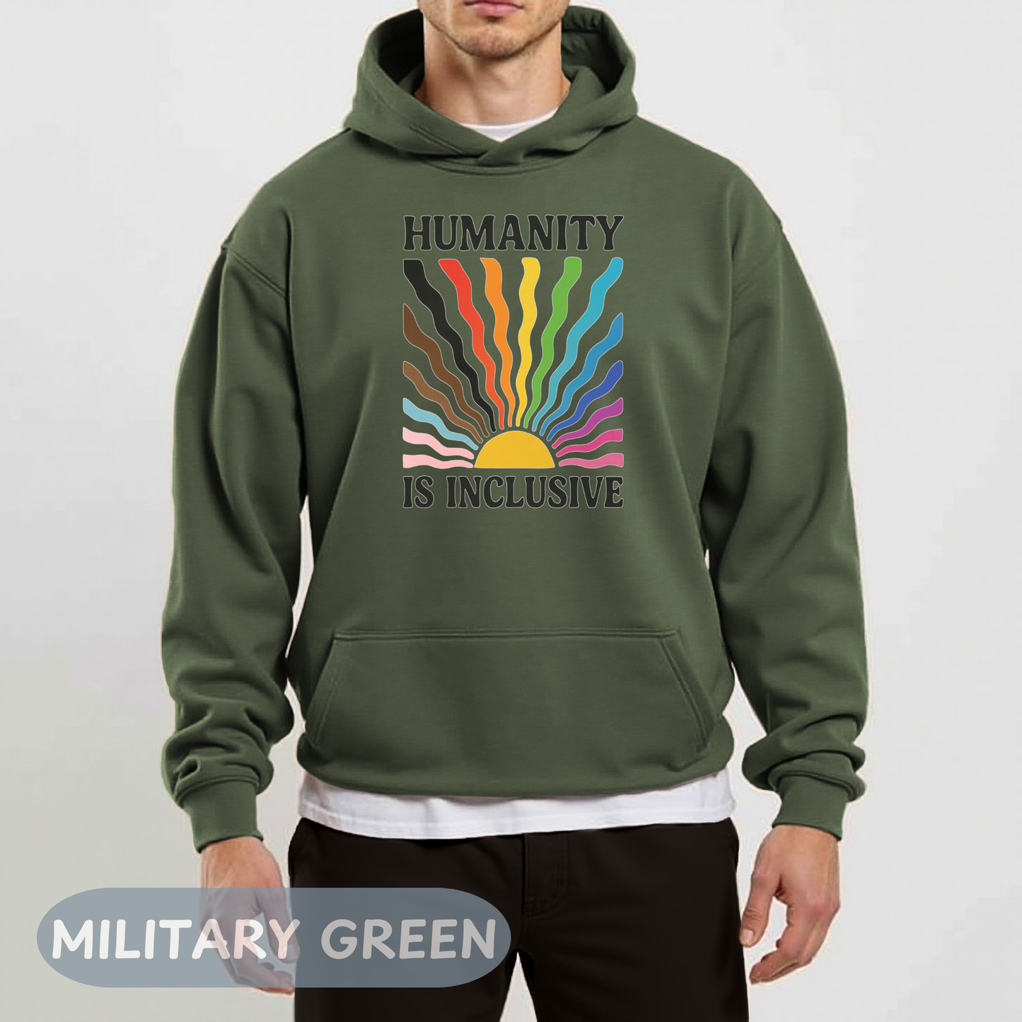 Pride Month Hoodie, Humanity is Inclusive, Pridemonth, Bi Pride Hoodie, Queer Hoodie, LGBT Pride Outfit, Gay Rights Hoodie, Gay awareness