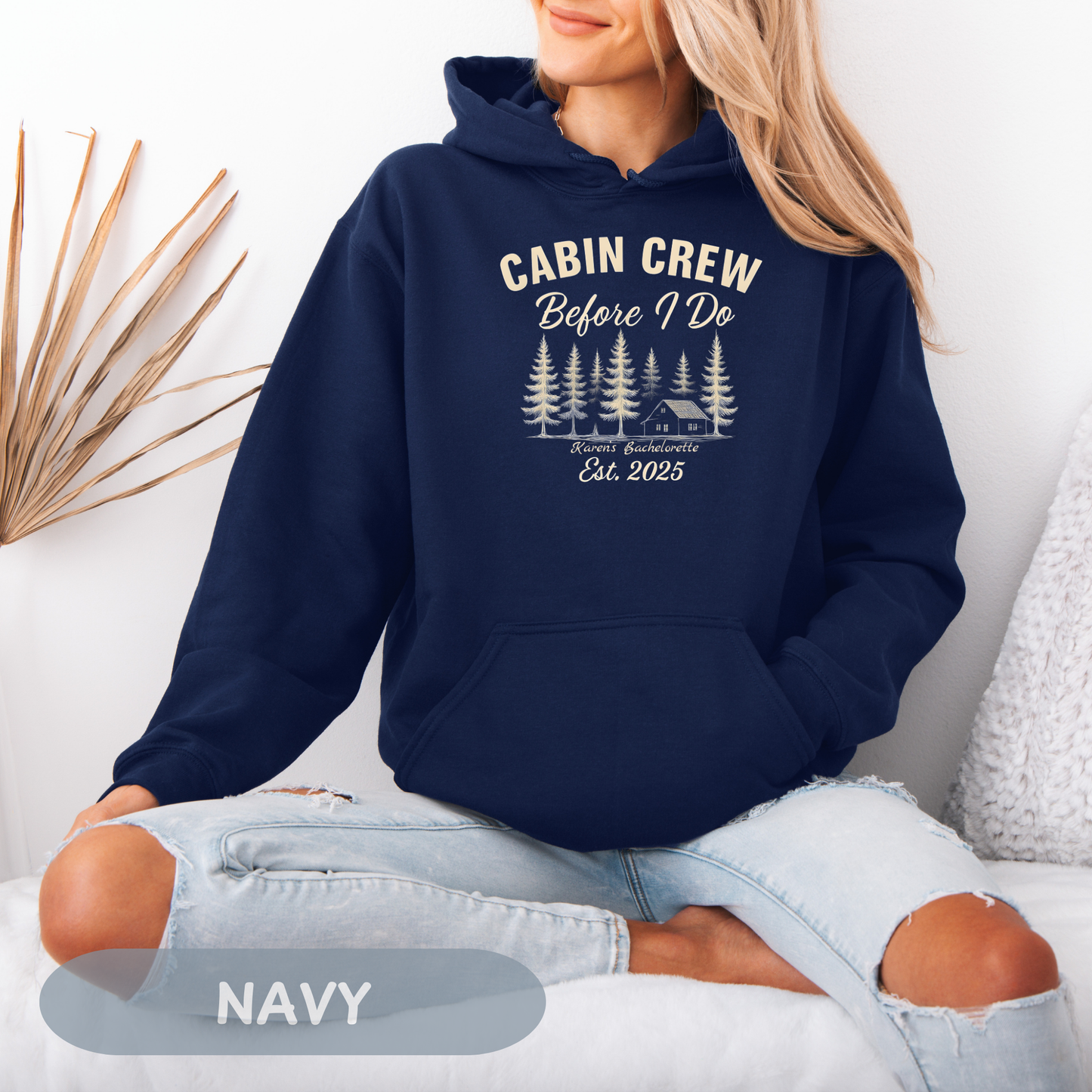 Bachelorette Cabin Crew Hoodie, Camp Bride Sweatshirt, Camping Bach Sweater, Bride to Be, Custom Location, Bridal Gift