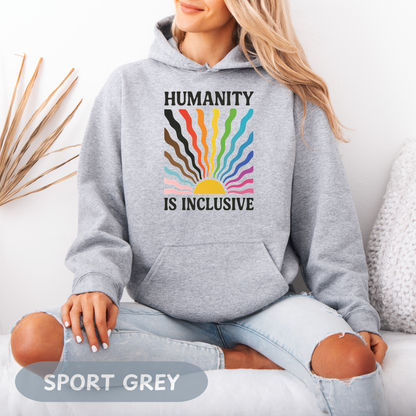 Pride Month Hoodie, Humanity is Inclusive, Pridemonth, Bi Pride Hoodie, Queer Hoodie, LGBT Pride Outfit, Gay Rights Hoodie, Gay awareness