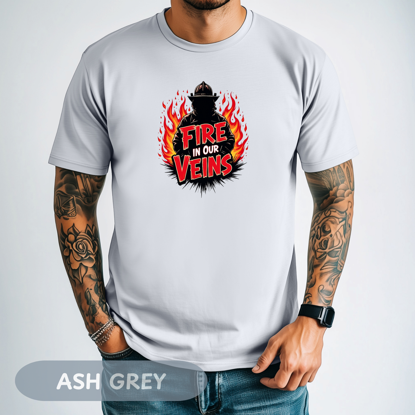 Firefighter Fire in Our Veins TShirt, Firefighter Gift, Firefighting Tee, Thin Red Line, Fireman T-Shirt, Fire Fighting