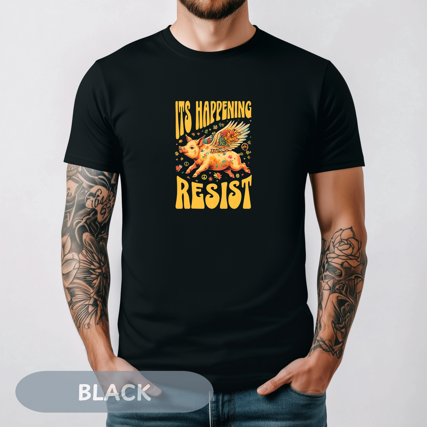 When Pigs Fly Resist Shirt, Flying Pig Tee, Pigs with Wings, Pig Lover Gift, Cute Pig Shirt, Pig Tshirt, Piglet