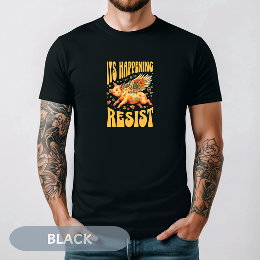 When Pigs Fly Resist Shirt, Flying Pig Tee, Pigs with Wings, Pig Lover Gift, Cute Pig Shirt, Pig Tshirt, Piglet