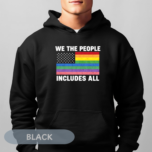 Pride Hoodie With We The People Pride Flag, LGBT Pride Sweatshirt, Bisexual Pride Hoodie, Transgender, Queer Hoodie, Pride Outfit