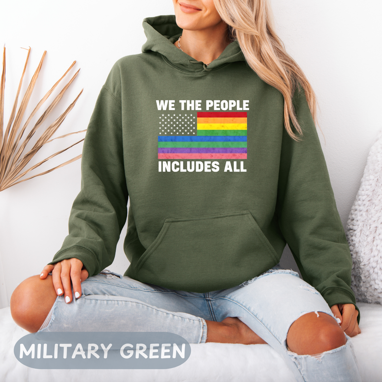 Pride Hoodie With We The People Pride Flag, LGBT Pride Sweatshirt, Bisexual Pride Hoodie, Transgender, Queer Hoodie, Pride Outfit