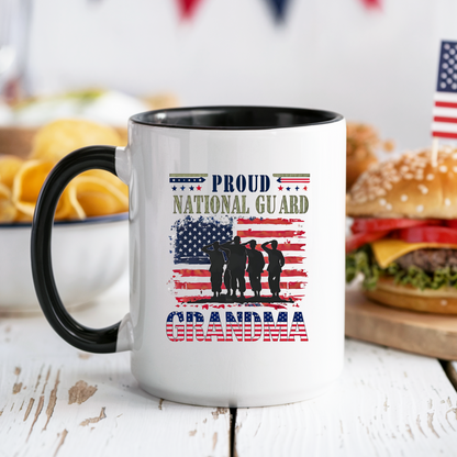 Patriotic National Guard Grandma Mug, Army National Guard, Gift for Heroes, Veteran Appreciation, Military Family Gift