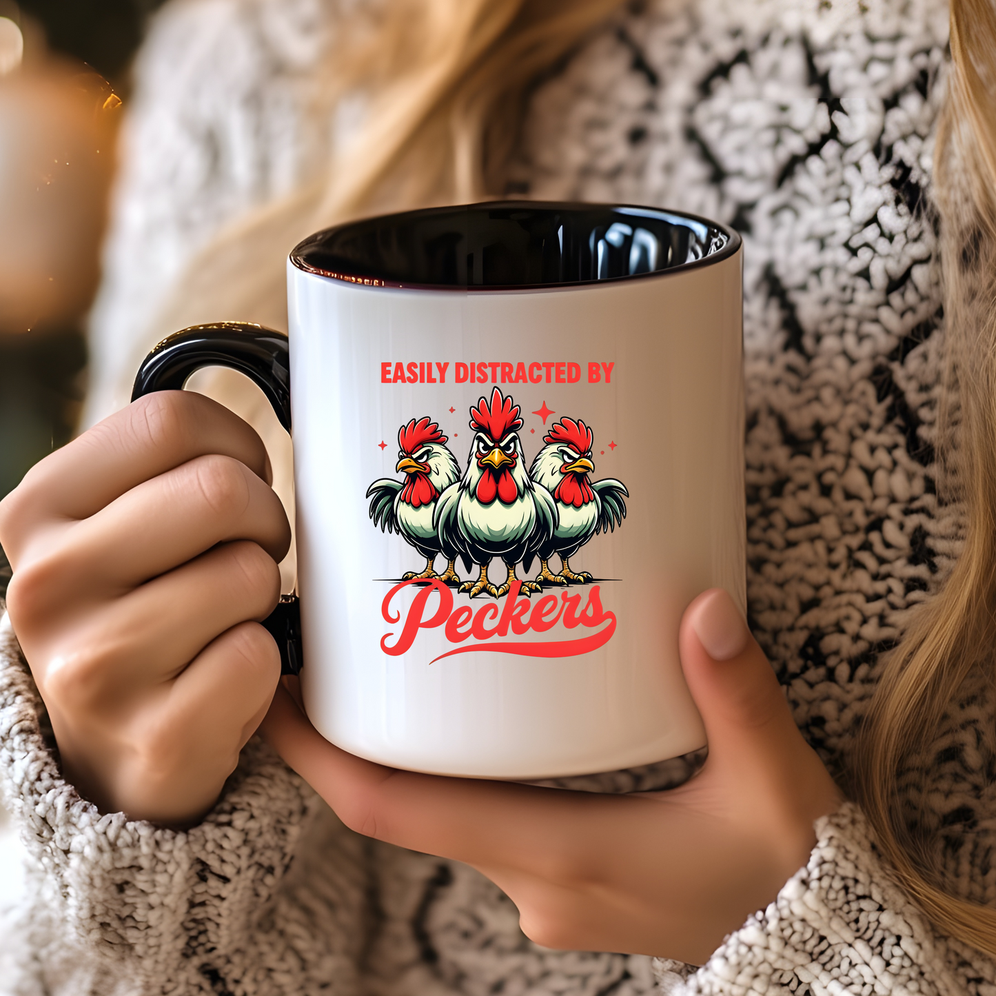 Easily Distracted by Peckers Coffee Mug, Inappropriate Gift, Naughty Valentines, Dark Humor Gift, Offensive Mug, Silly Mug