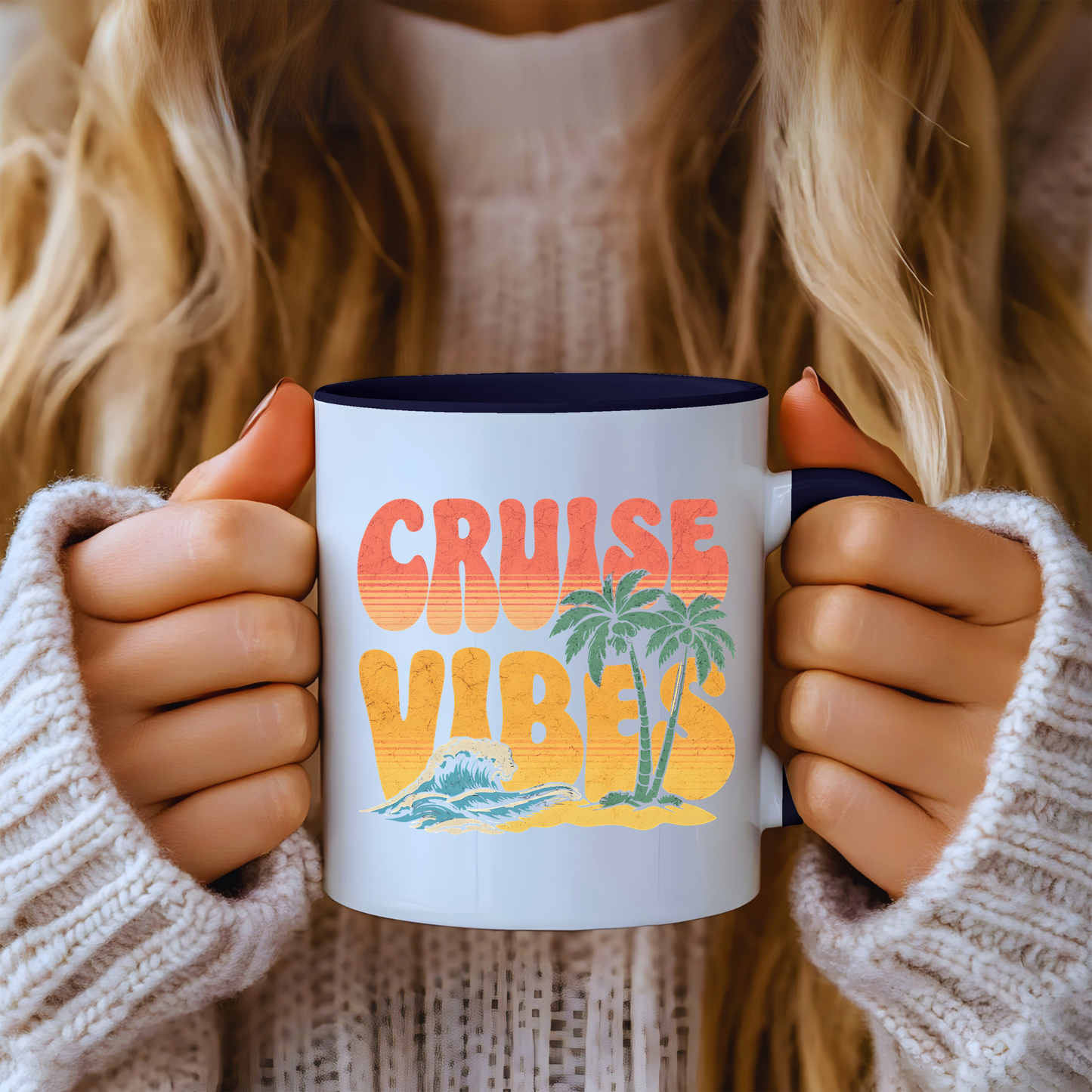 Cruise Vibes Accent Coffee Mug, Cruise Gifts, Royal Caribbean, Disney Cruise Line, Travel Mode, Birthday Cruise Mug