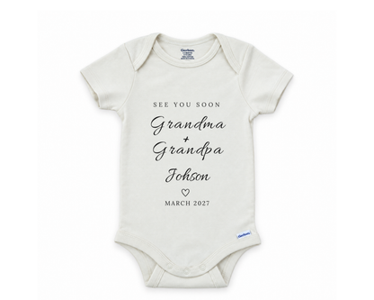 Baby Bodysuit Announcement: Custom Coming Soon Pregnancy Reveal Onesie®, Newborn Announcing Gift, Personalized Due Date Keepsake Outfit