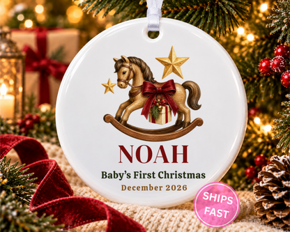 Personalized Baby First Christmas Rocking Horse Ornament