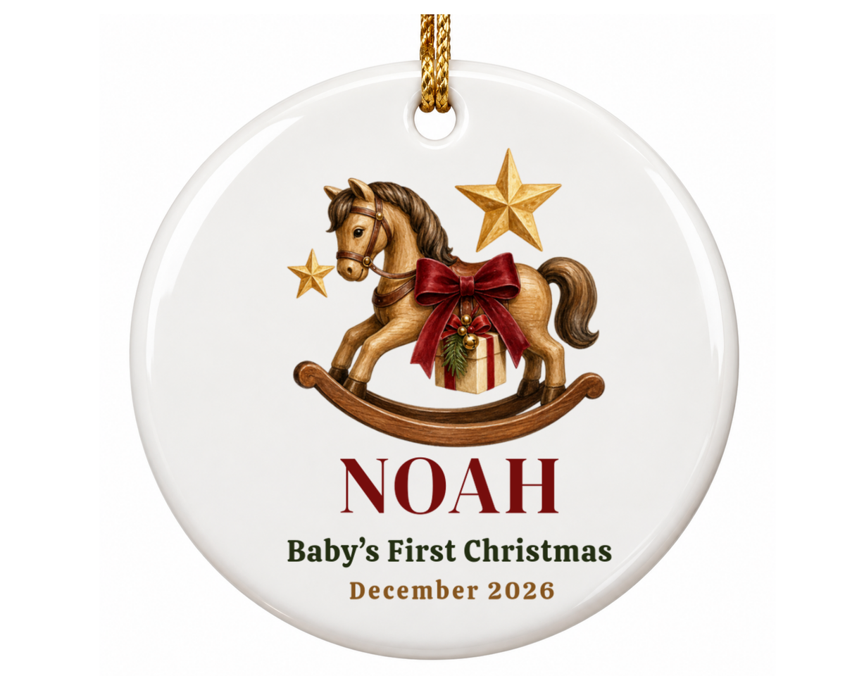 Personalized Baby First Christmas Rocking Horse Ornament
